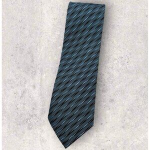 MONTANA Silk Tie ITALY Gray Blue Geometric W:3.8" EUC
